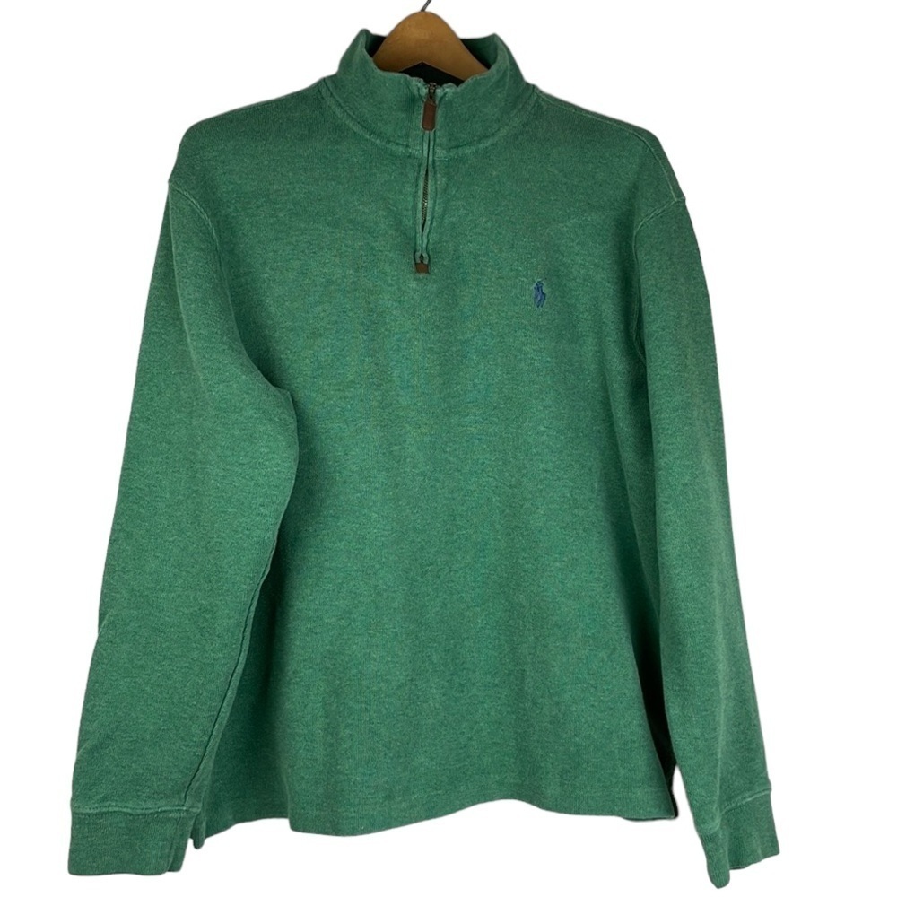Polo Ralph Lauren Pullover Sweater SZ L Men 3/4 Zip Green - Picture 1 of 13